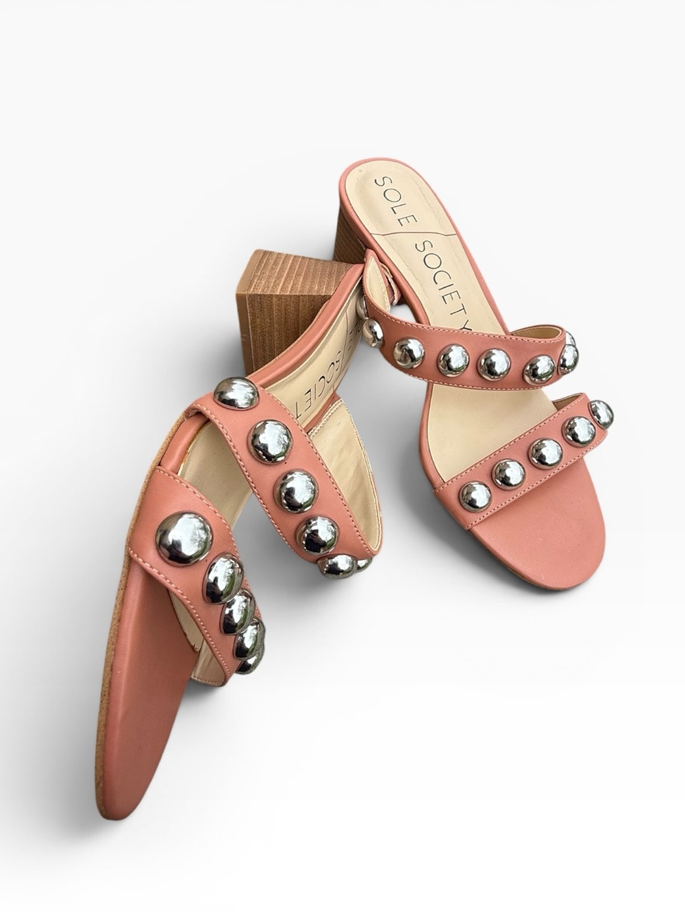 Sole Society Sasandrah Studded Block Heel Sandals Size 8.5 - Picture 8 of 8